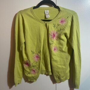 Vintage Garnet Hill Green and pink floral cardigan!!!